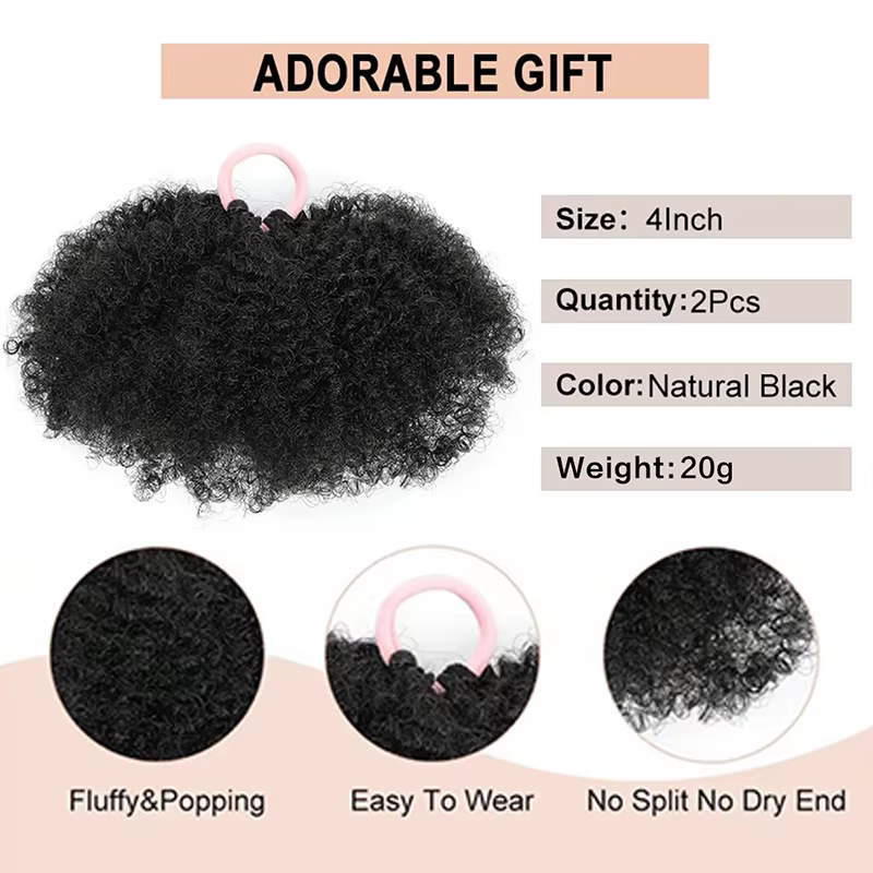 Chignon Afro Synthétique Bouffant pour Enfants