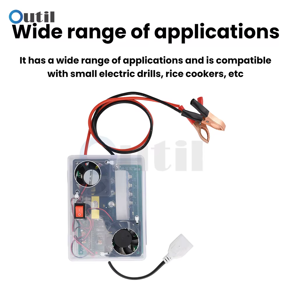 Module d'onduleur 500W, convertisseur de puissance DC 12V-14.5V vers AC 220V avec ventilateur de refroidissement et interrupteur de sécurité pour petits appareils