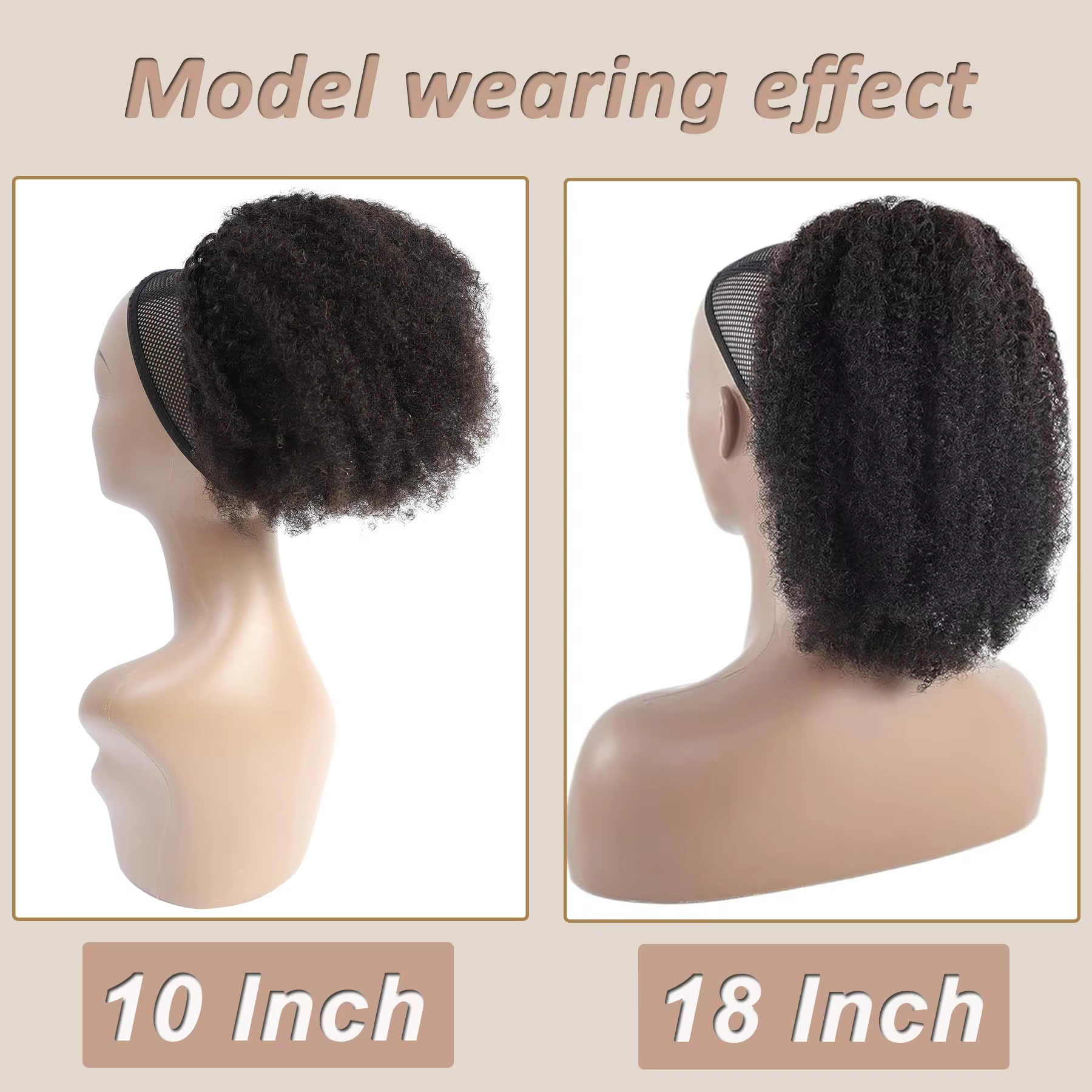 Queue de cheval à cordon en cheveux humains 4C Afro Kinky Curly