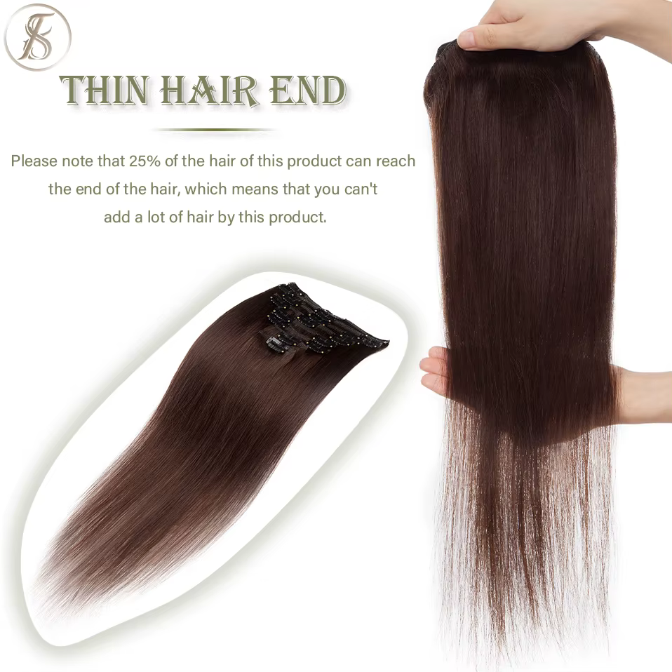 TESS-Extensions de Cheveux Naturels Lisses à réinitialisation, Postiche, Tête Complète, Surbrillance Fine, 50-80g, 8 Pièces/Ensemble