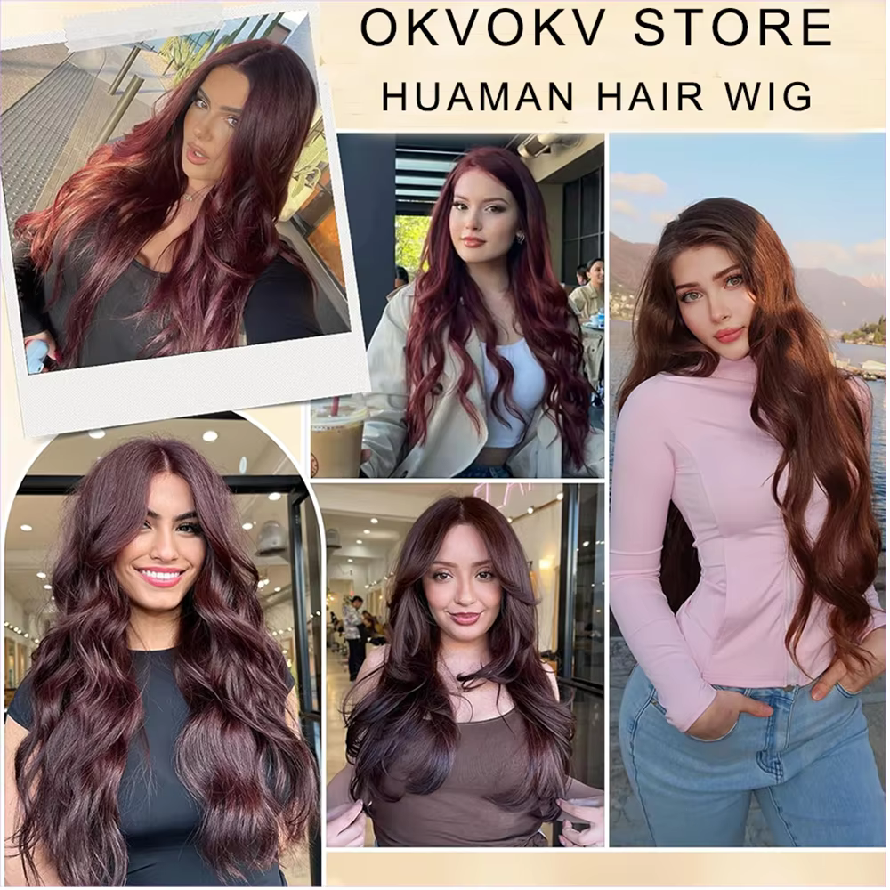 Extensions de cheveux humains bordeaux 99J