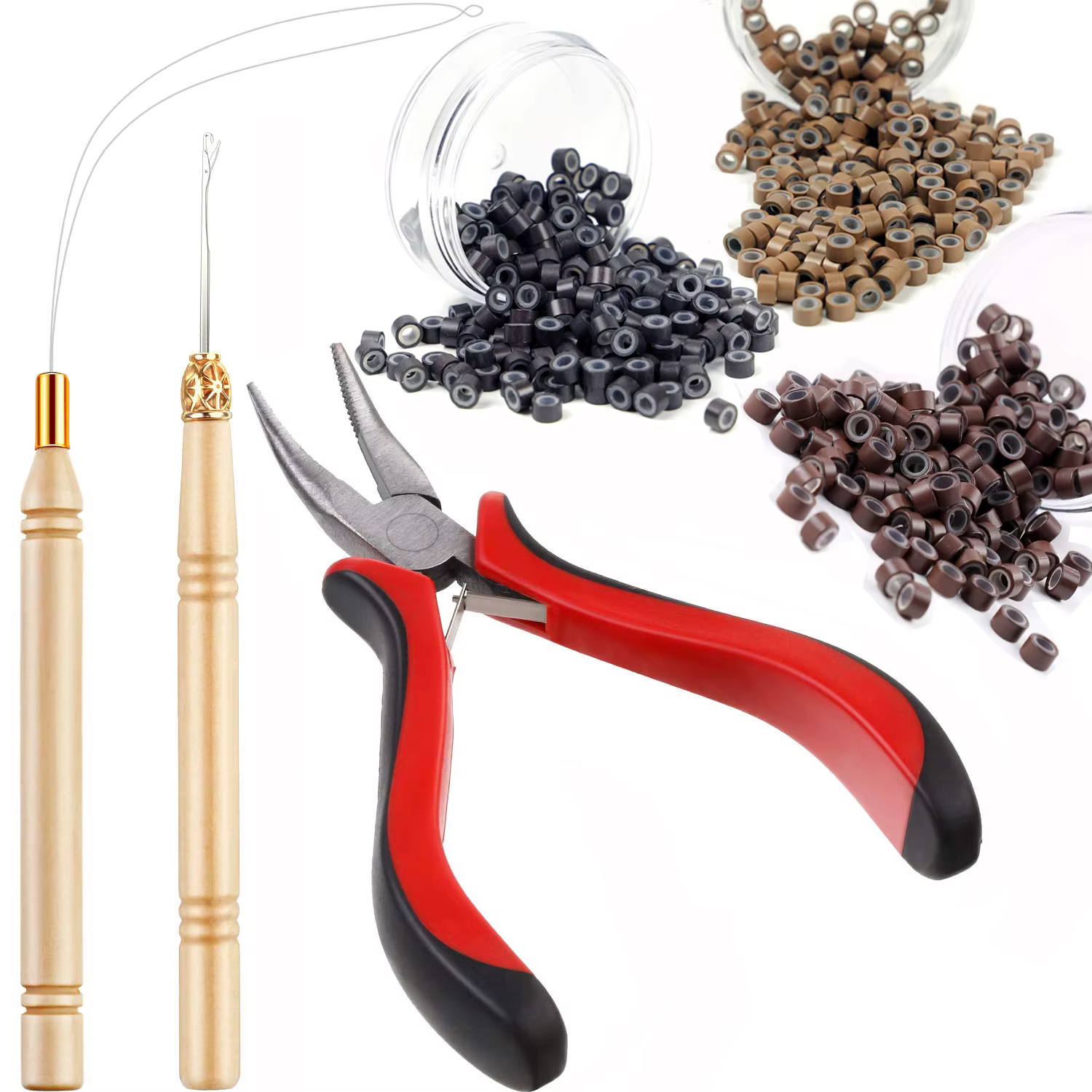 Kit d'outils pour extensions de cheveux : aiguille à micro-tirage