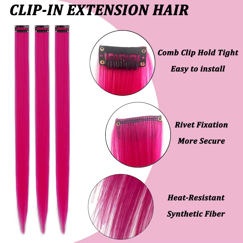 Extensions capillaires synthétiques colorées à clipser