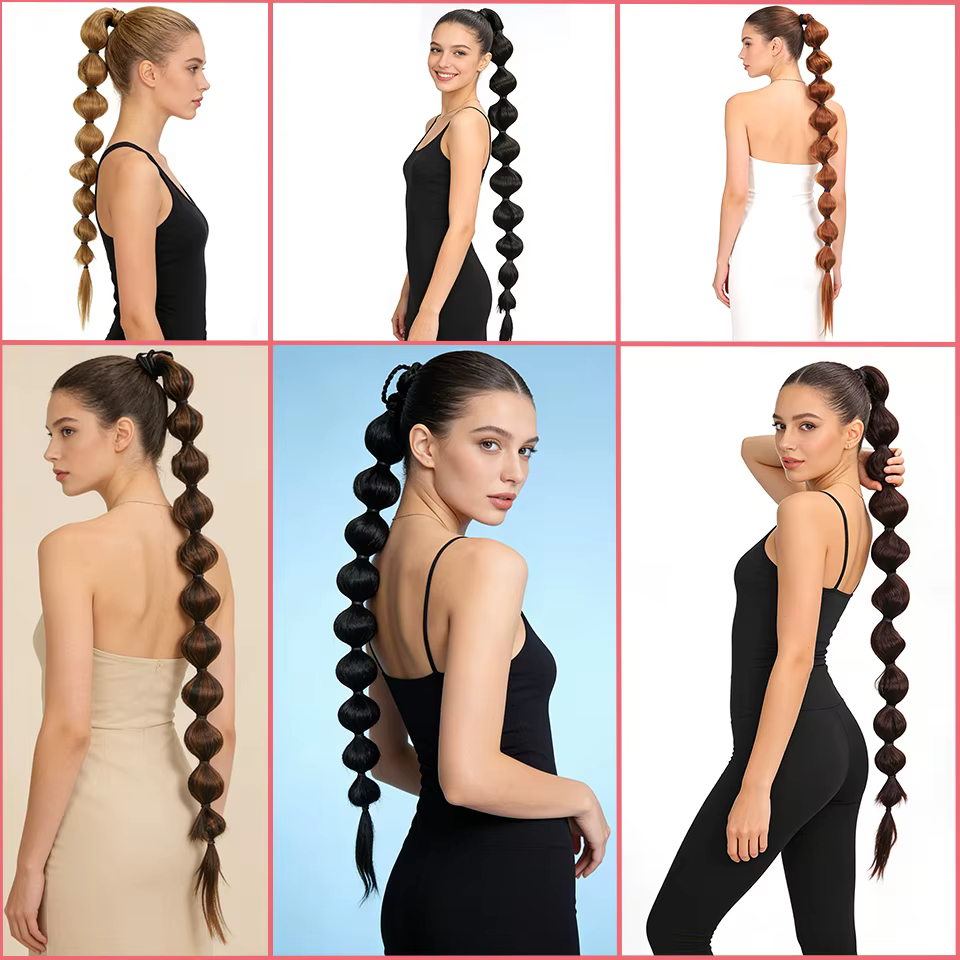 Extensions de cheveux synthétiques queue de cheval moelleuse africaine-tresse longue étendue