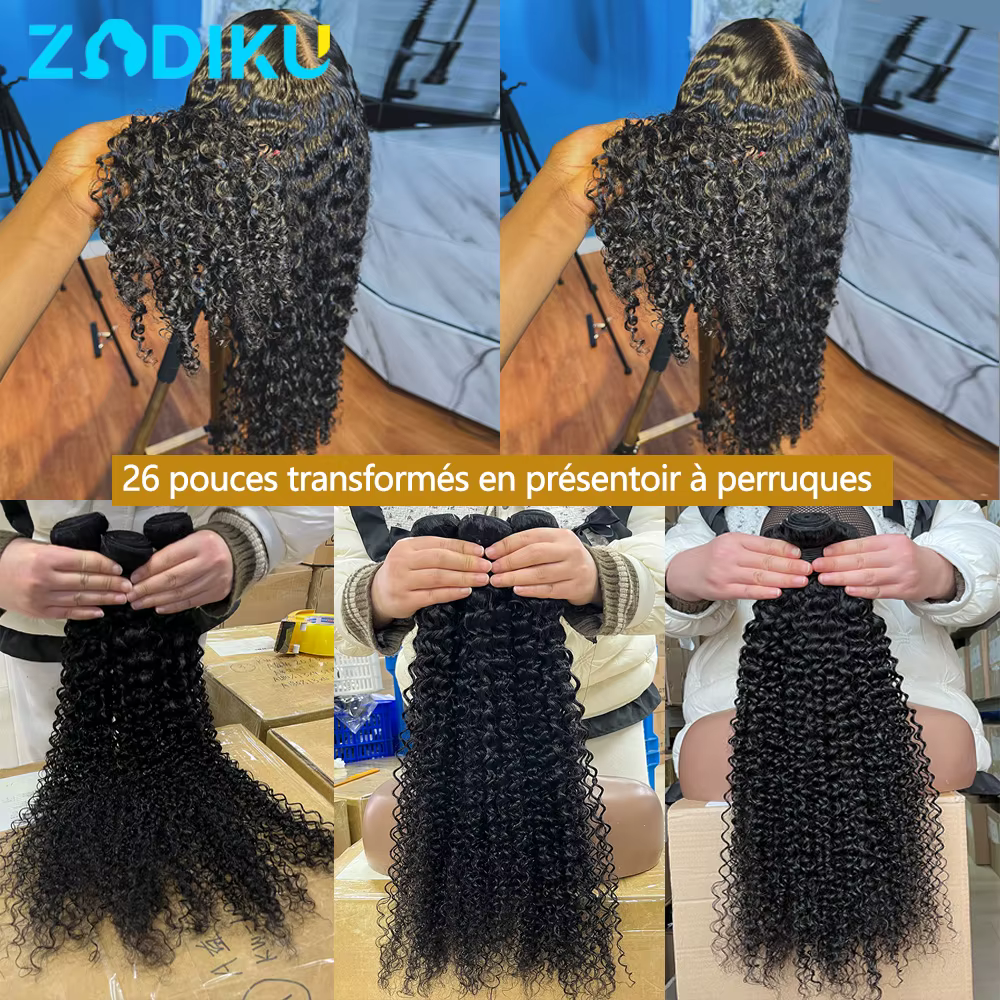 262626 Pouces Tissage Humain Hair Curly Wave