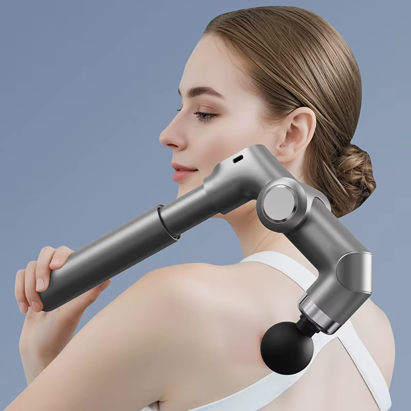 Pistolet de massage télescopique USB avec angle de coude réglable et 6 niveaux de force, massage sans intervention humaine