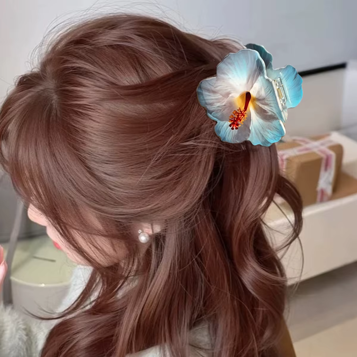 Pince à cheveux fleur d'hibiscus pour femme