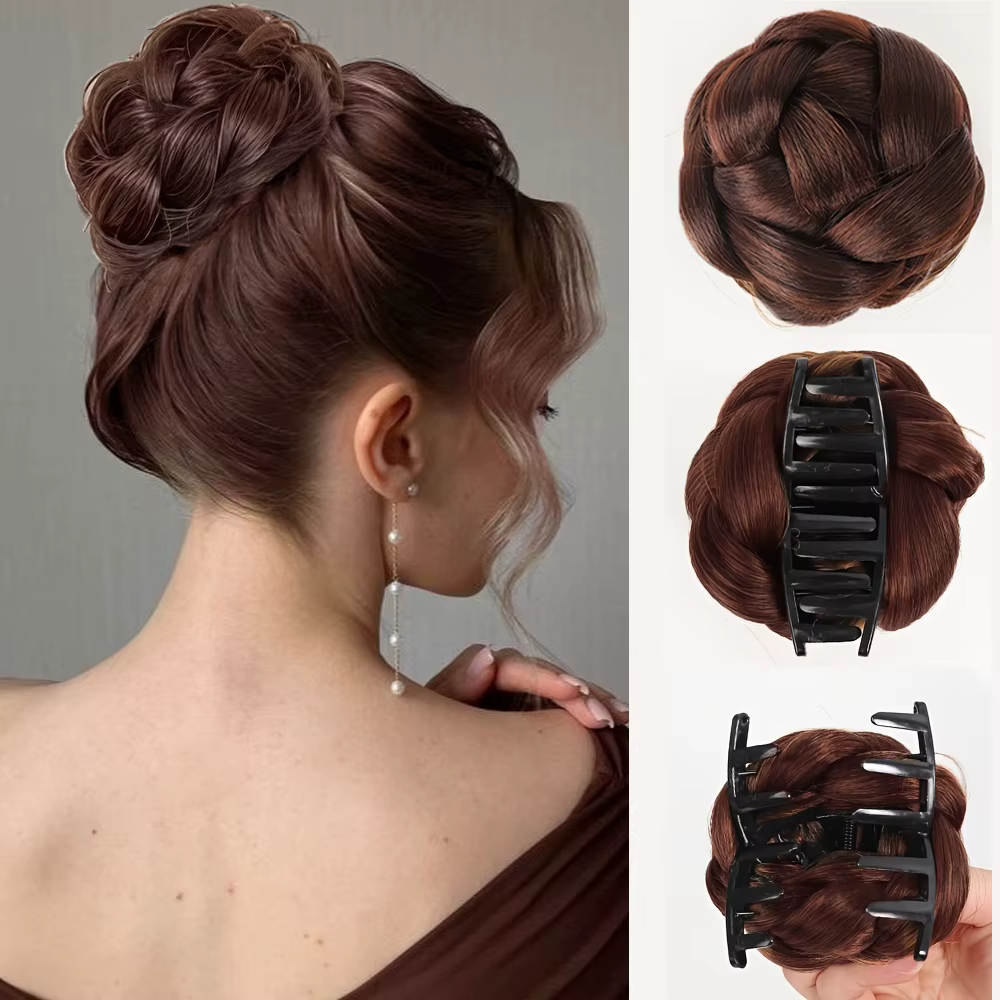 Perruque synthétique bouclée tressée avec pince à cheveux pour femme