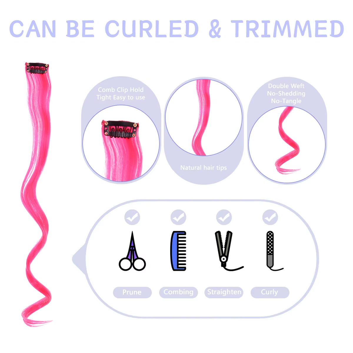 Extensions de cheveux synthétiques avec une pince