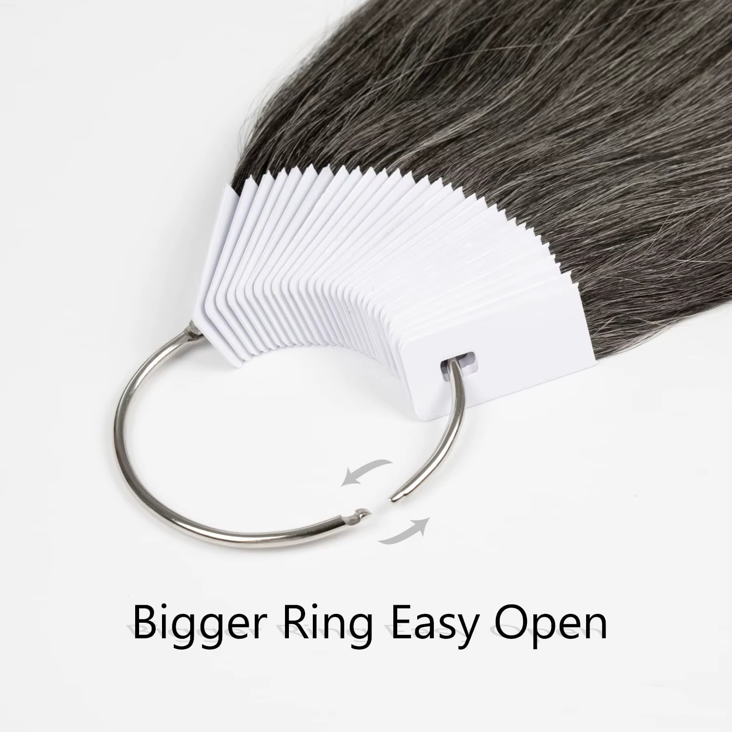 Échantillons de cheveux gris anneaux de couleur Extensions