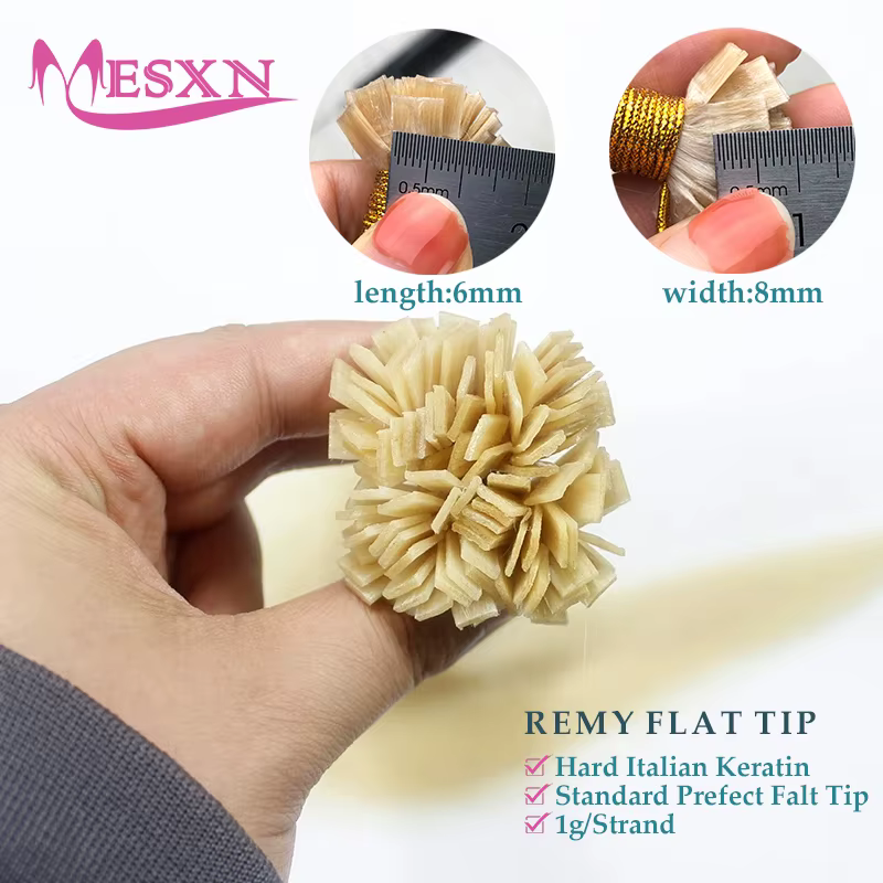 Extensions de cheveux à pointe plate MESXN