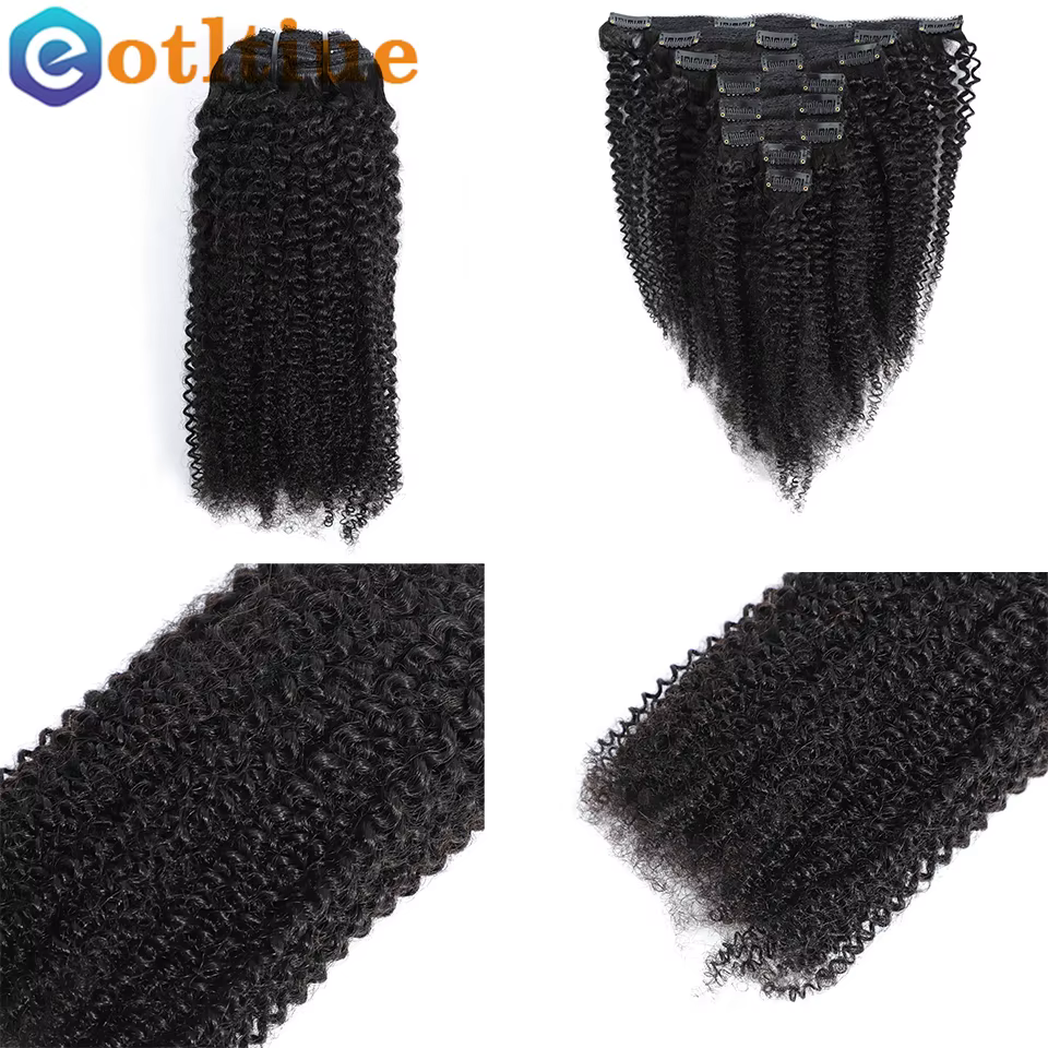 Eotltiue-Extensions de Cheveux Humains Crépus et Bouclés à réinitialisation