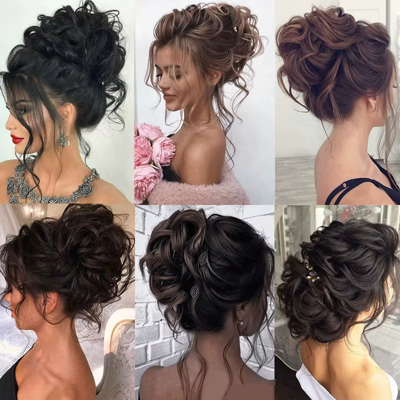 LUPU 100% Extensions de Chignon de cheveux humains