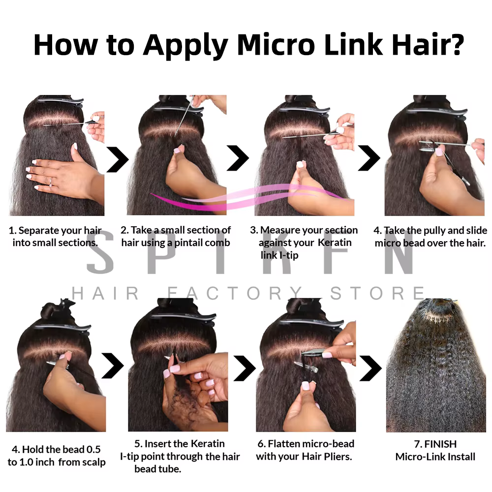 Extensions de cheveux humains naturels noirs