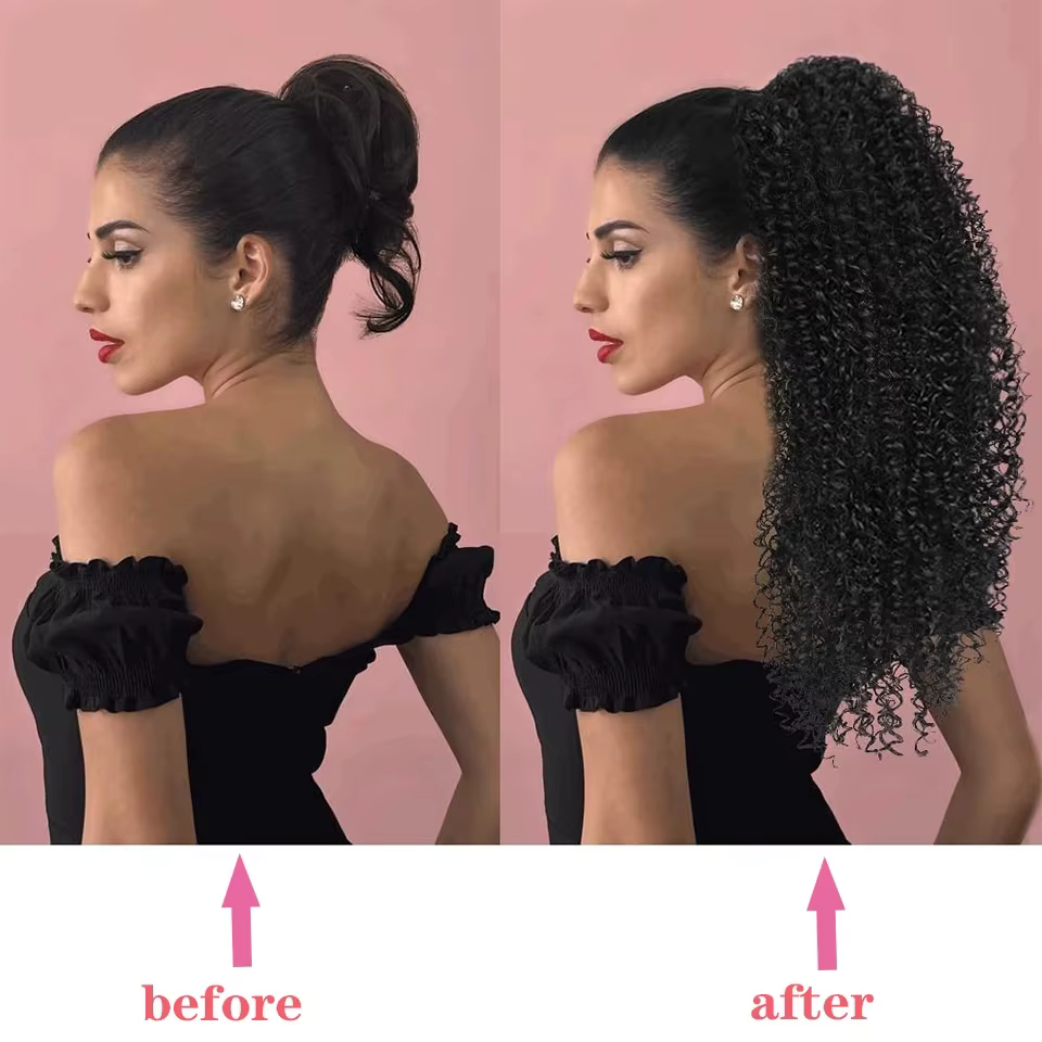 Longue queue de cheval de cheveux bouclés moelleux pour les femmes Extensions