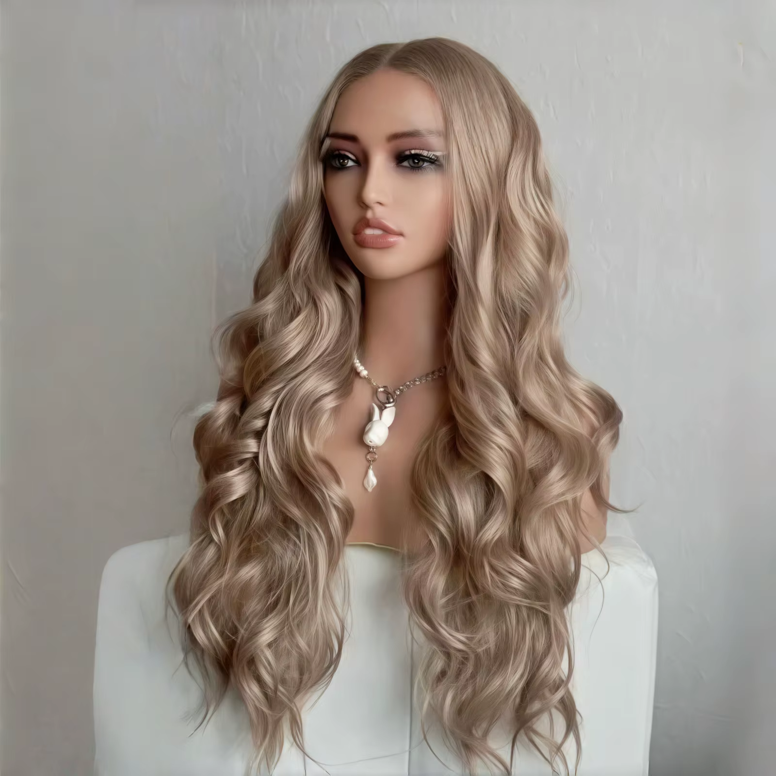 Perruque Lace Front Wig synthétique bouclée et ondulée