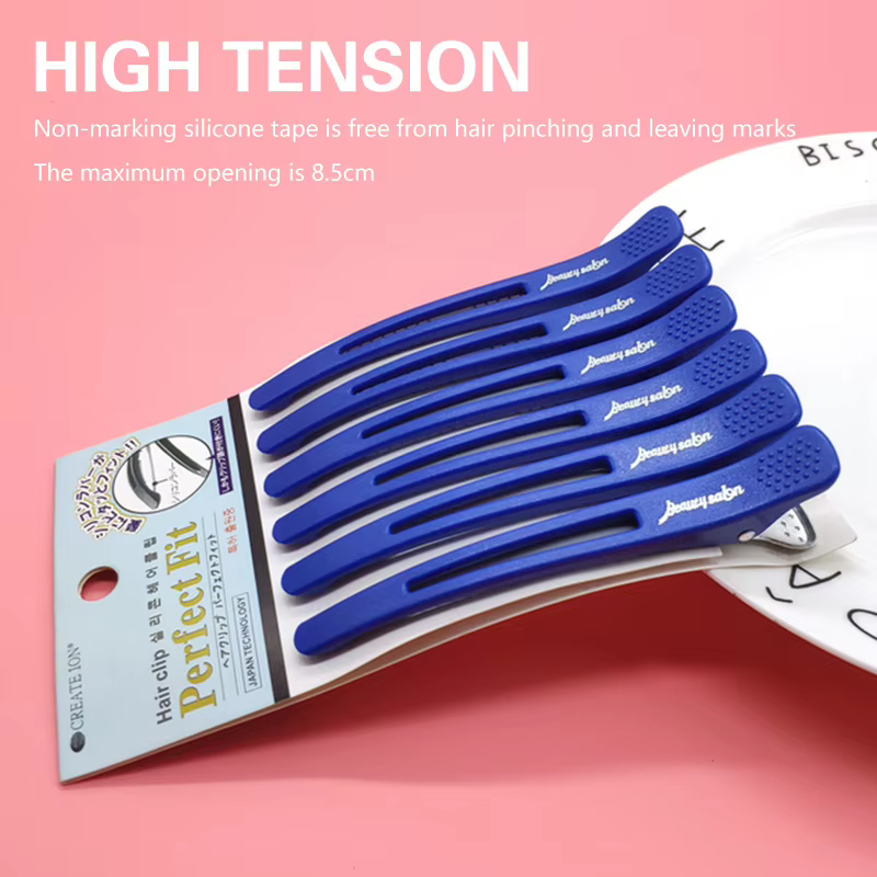 Lot de 6 pinces à cheveux en plastique en forme de bec de canard pour la séparation des mèches