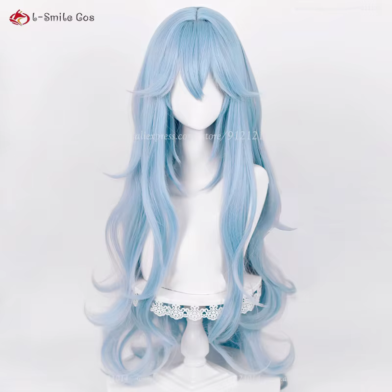 Haute qualité Anime EVA 100 cm de Long Ayanami Rei Cosplay perruque Cyan bleu cheveux bouclés résistant à la chaleur