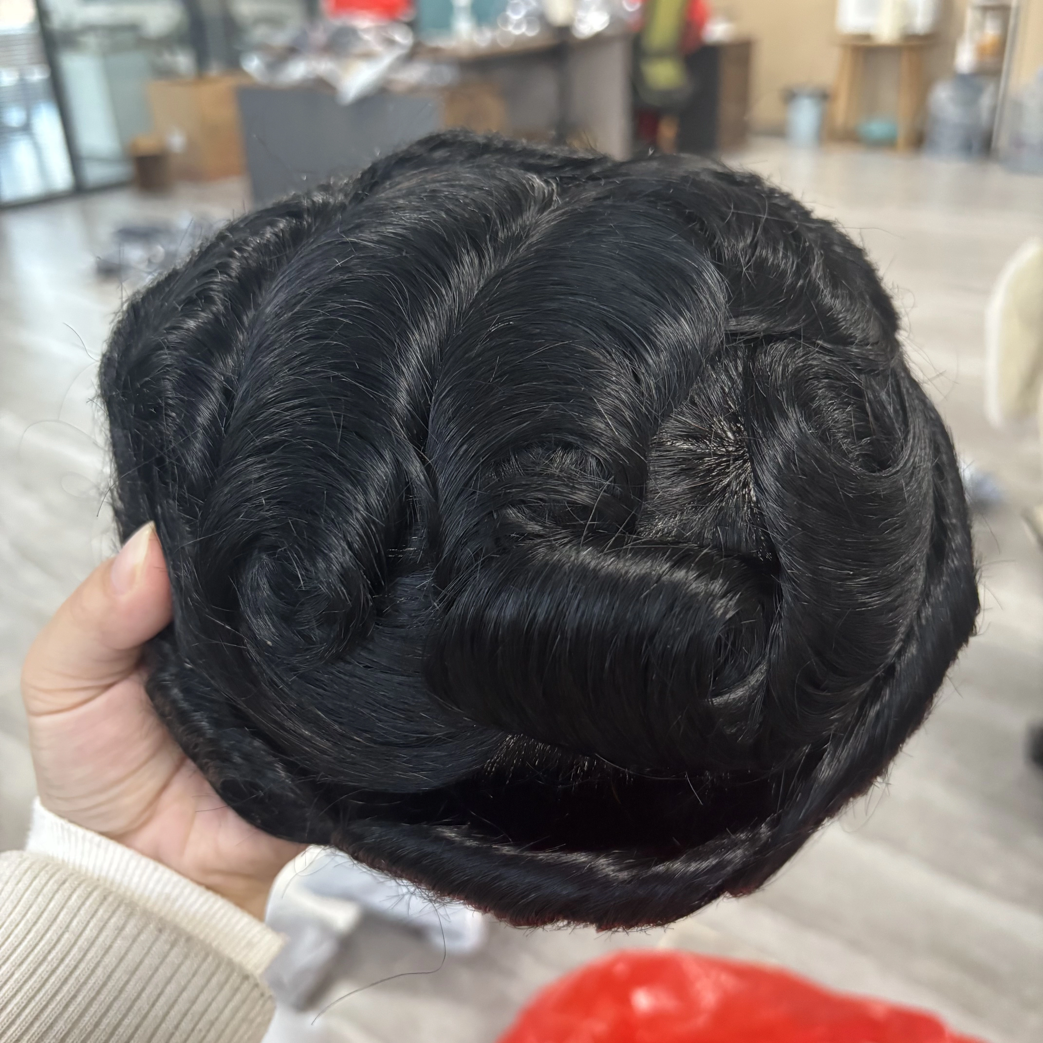 1B40 1B65 gris cheveux humains hommes toupet indécutable 0.1mm Pu Base homme perruques remplacement naturel délié cheveu
