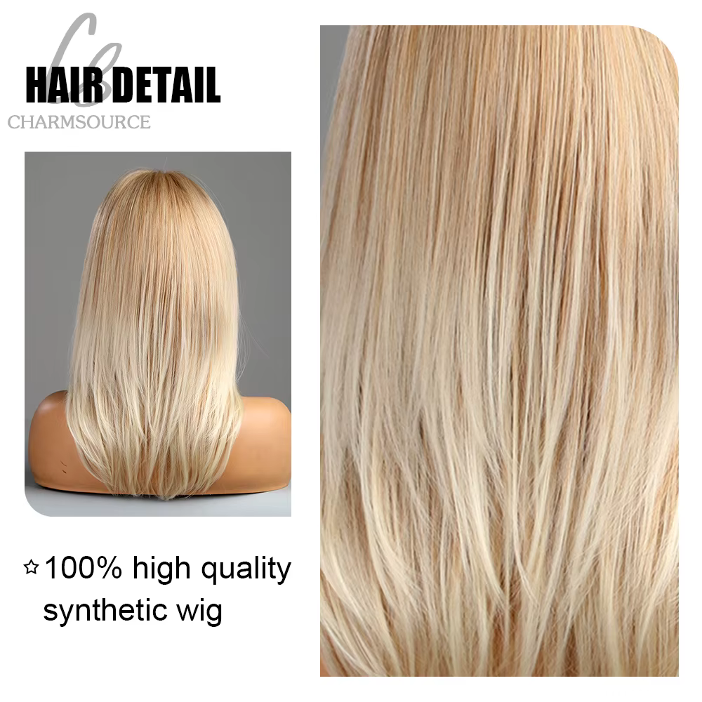 Perruque synthétique lisse et naturelle