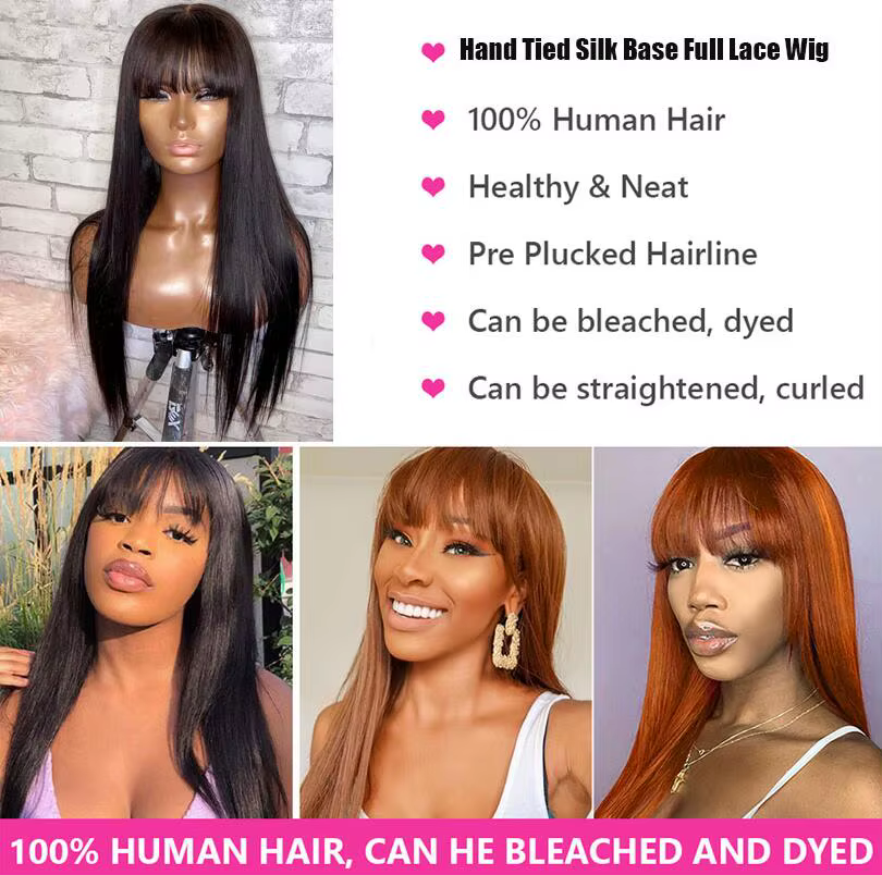 Perruque Full Lace Wig naturelle soyeuse avec frange