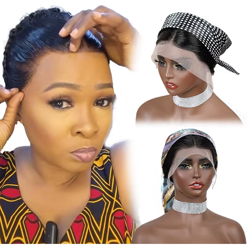 10 pouces 13x4 pouces dentelle avant tresse perruque noir Gele avant perruque 100% cheveux humains avec bébé cheveux perruque pour les femmes