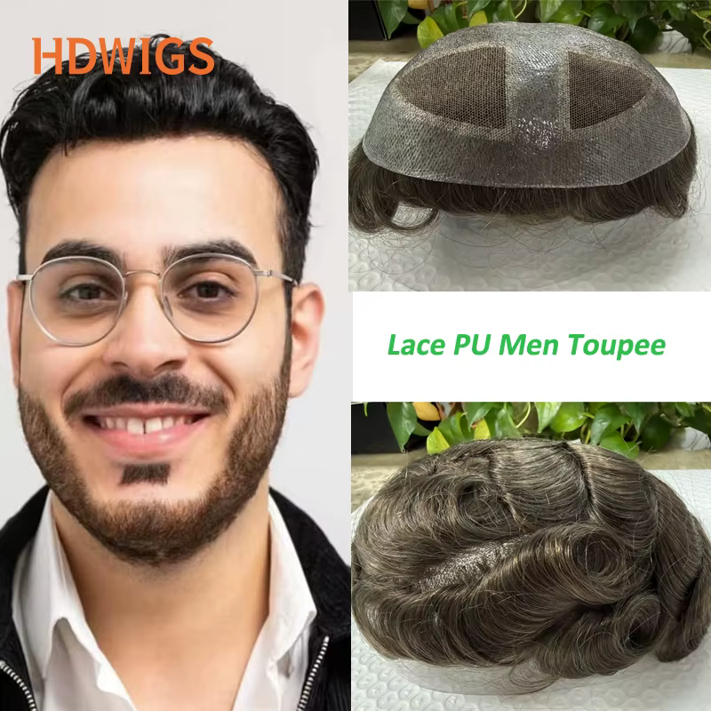 Prothèse capillaire pour homme en cheveux naturels brésiliens