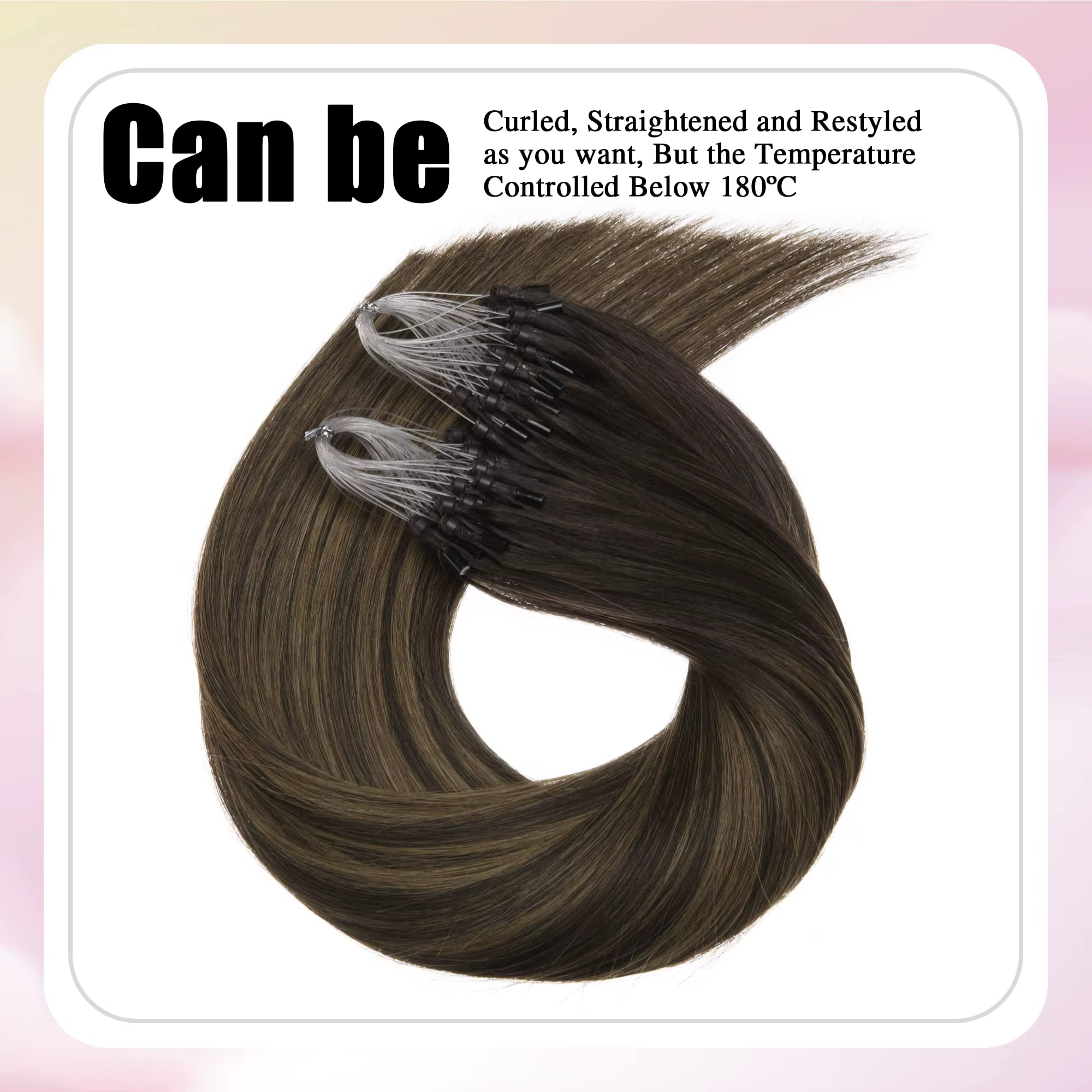 Extensions d'anneaux à micro-boucles de cheveux 100% humains