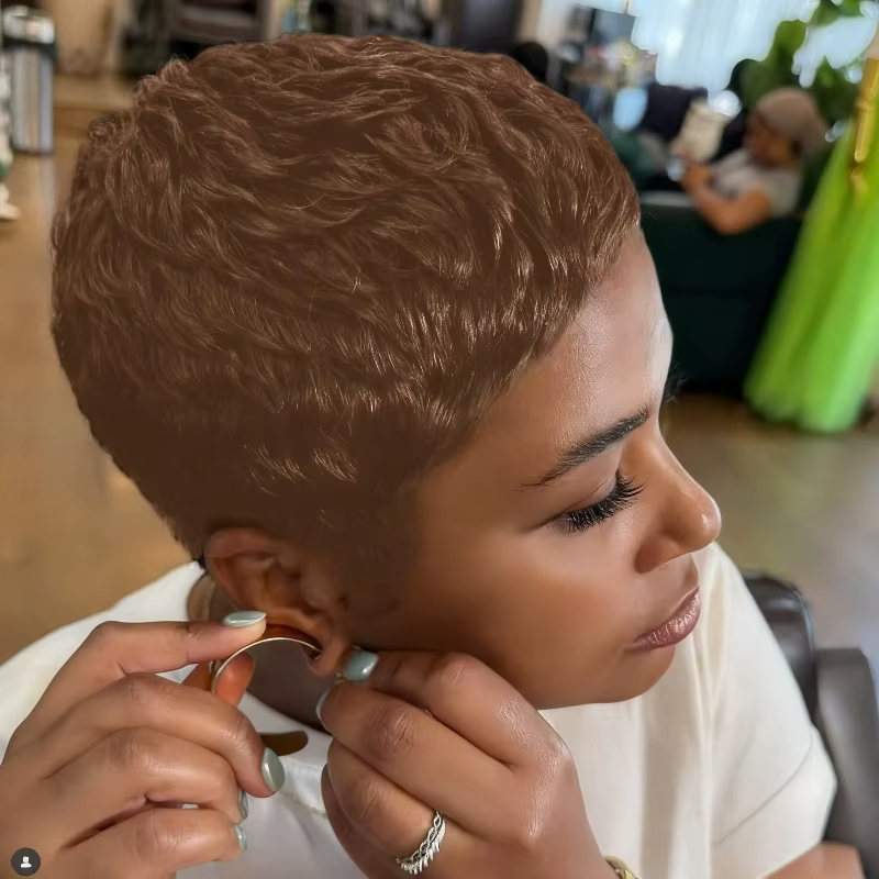 Perruque de cheveux humains entièrement fabriquée à la machine de 6 pouces 27 # 99J # 30 # Style simple pour les femmes