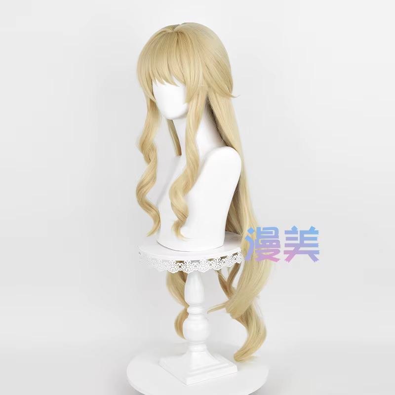Fontaine Navia Cosplay perruque 95 cm lin or vague cheveux résistant à la chaleur synthétique cuir chevelu perruques