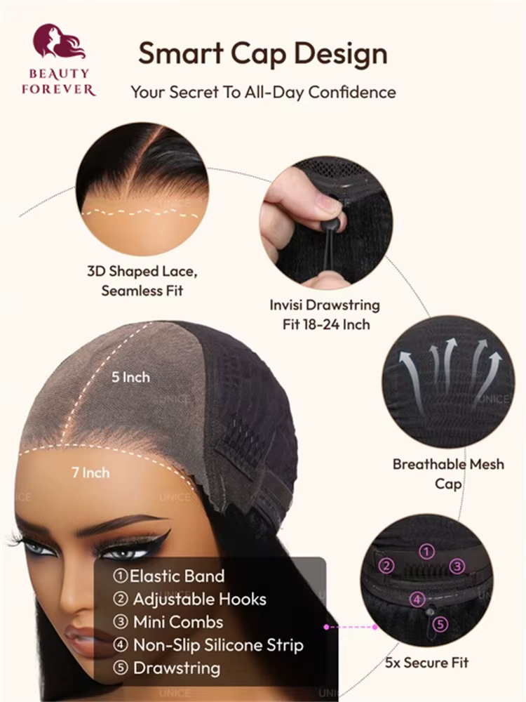 Beautyforever perruque Bob sans colle avec frange de rideau 7x5