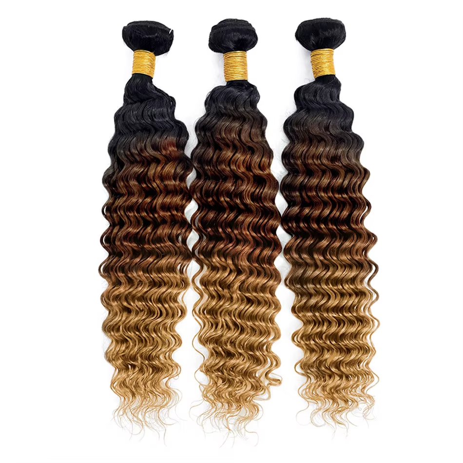 Remy vague profonde paquets 3 pièces Ombre brésilien profond bouclés