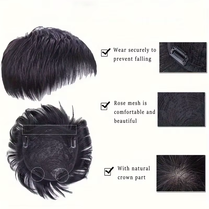 Perruque synthétique courte noire pour hommes
