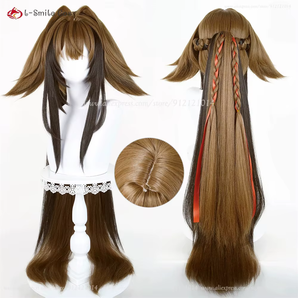 ZZZ Ye Shunguang Cosplay perruque lin mélange marron 90 cm perruques pour femmes
