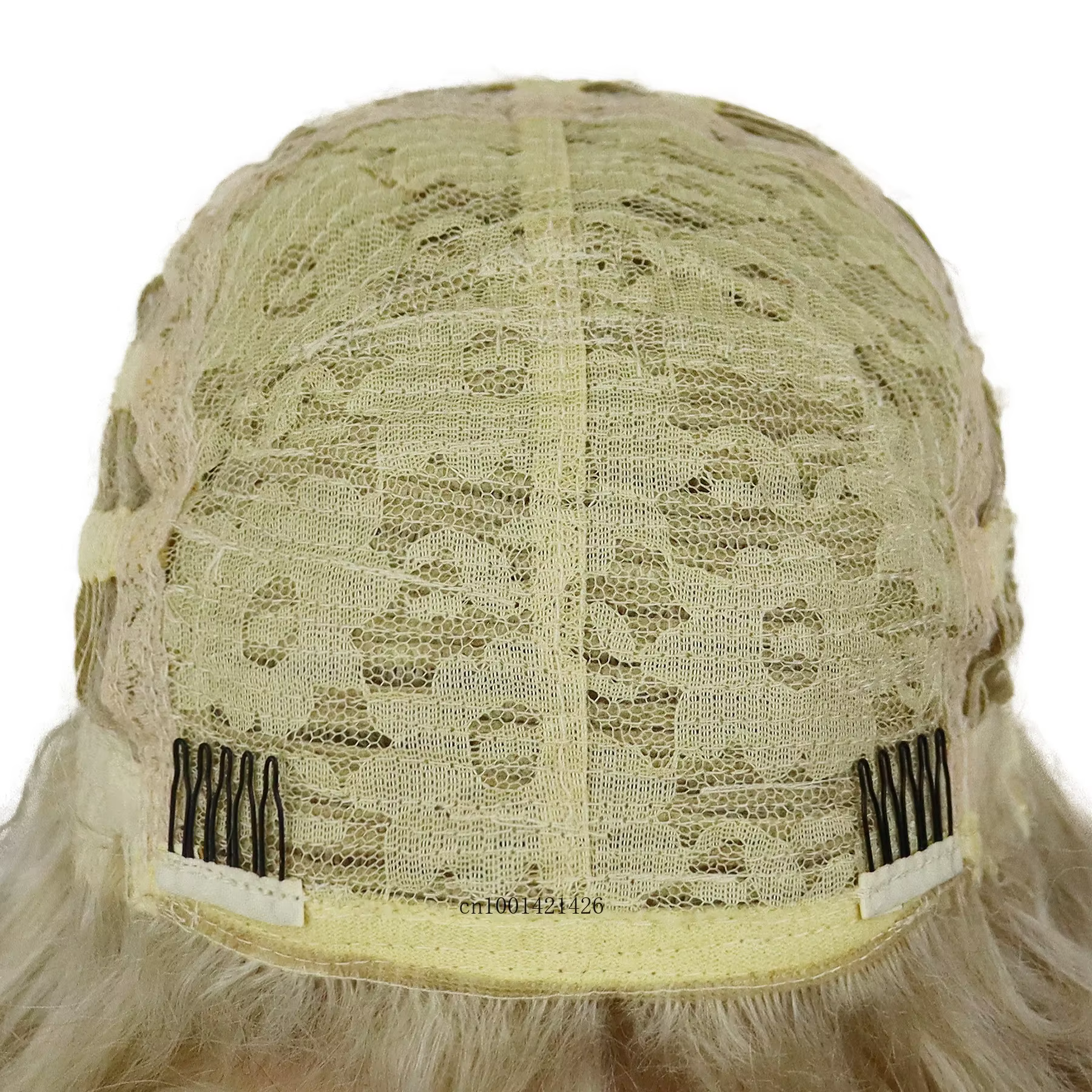 Perruque synthétique bouclée longue jaune Blonde réaliste