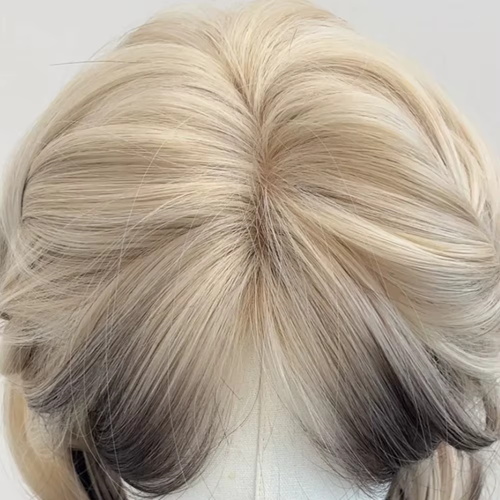 Perruque synthétique superposée noire Blonde ombrée pour Cosplay Lolita