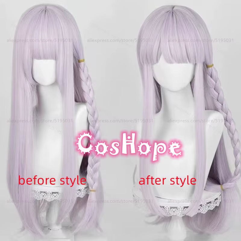 Kirigiri Kyoko Cosplay perruque 80 cm cheveux longs violet clair