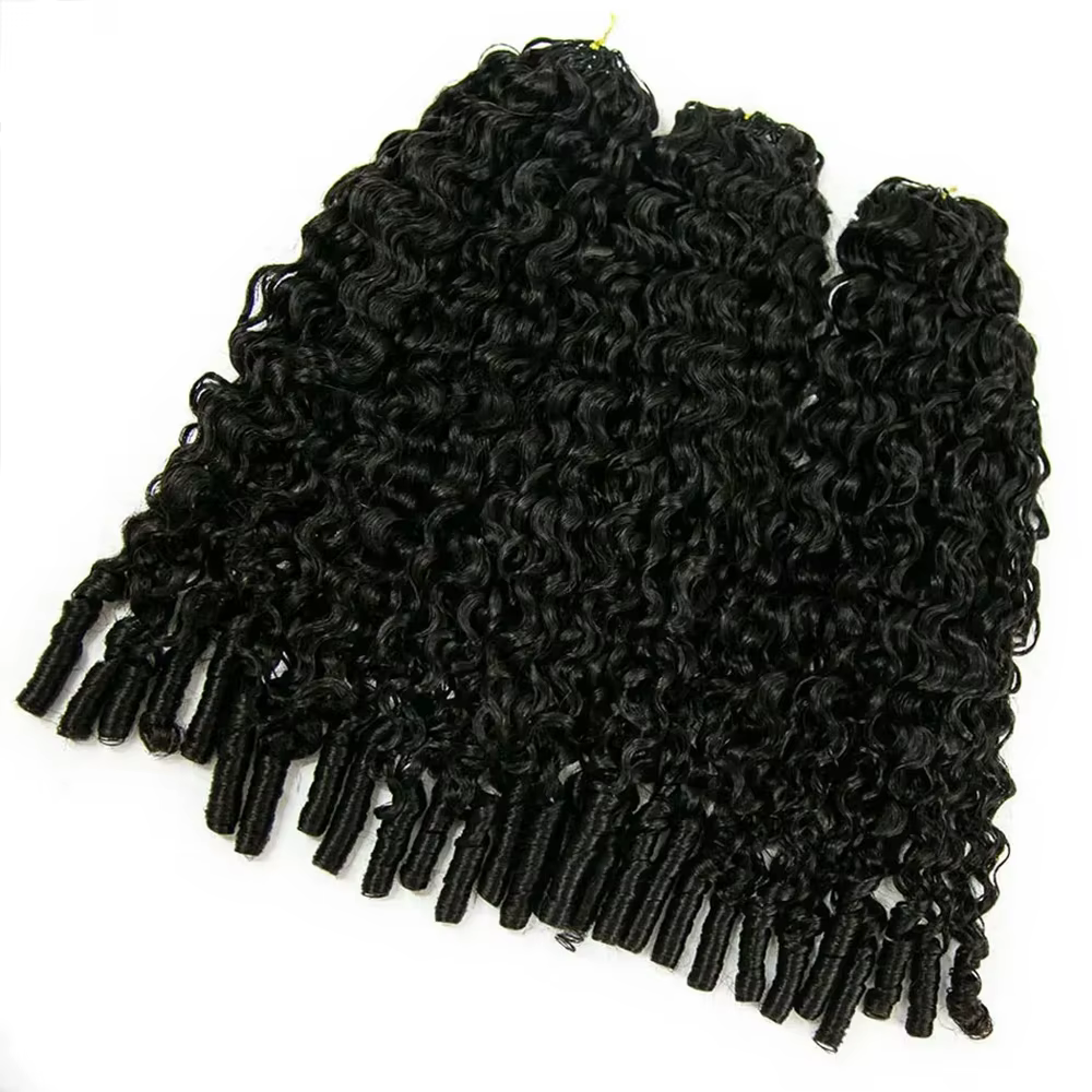 Extension de cheveux humains au Crochet bouclés profond de 3ème génération avec extrémité coily tresses Boho