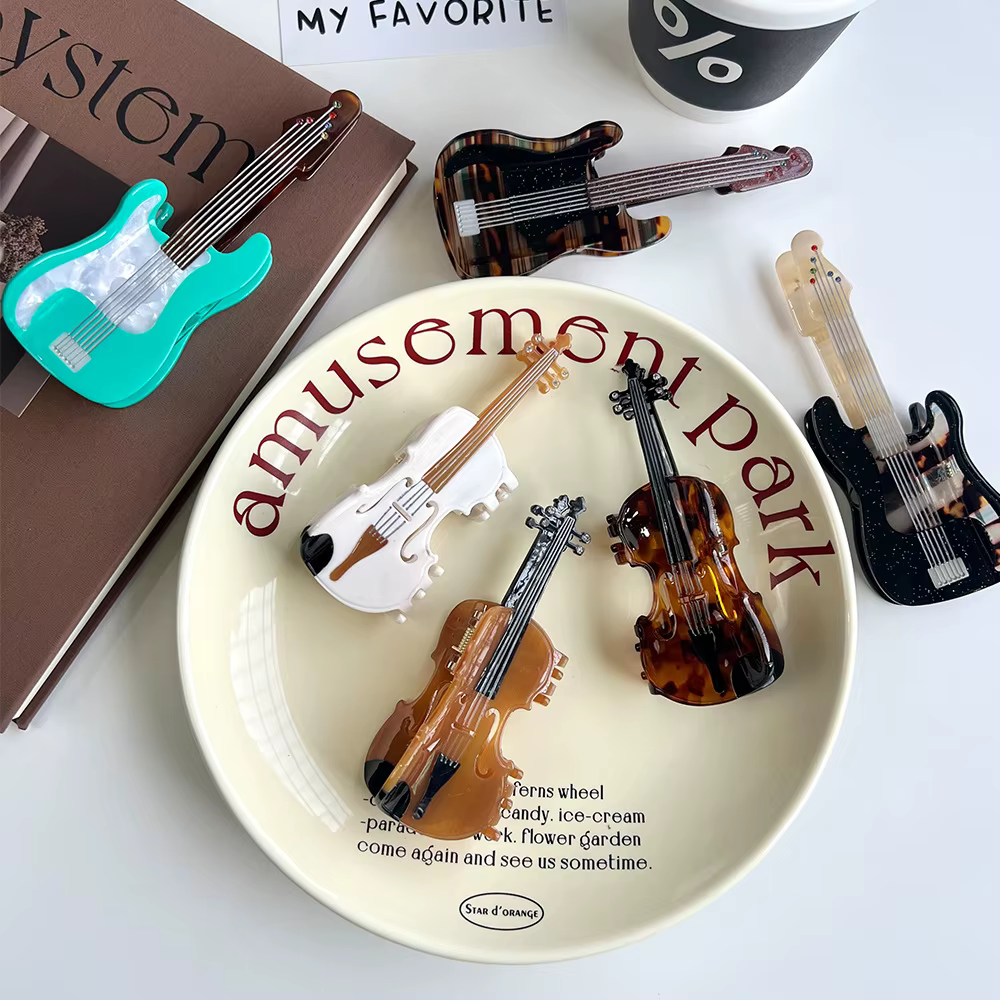 6 pinces à cheveux à griffes de violon. Style d'île unique et décontracté. Acétate