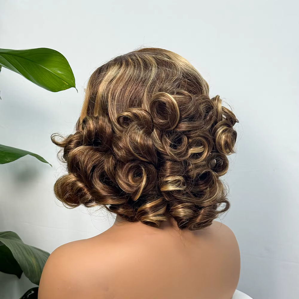 330% Demnsity 5x5 dentelle lâche rebondissant perruques de cheveux humains