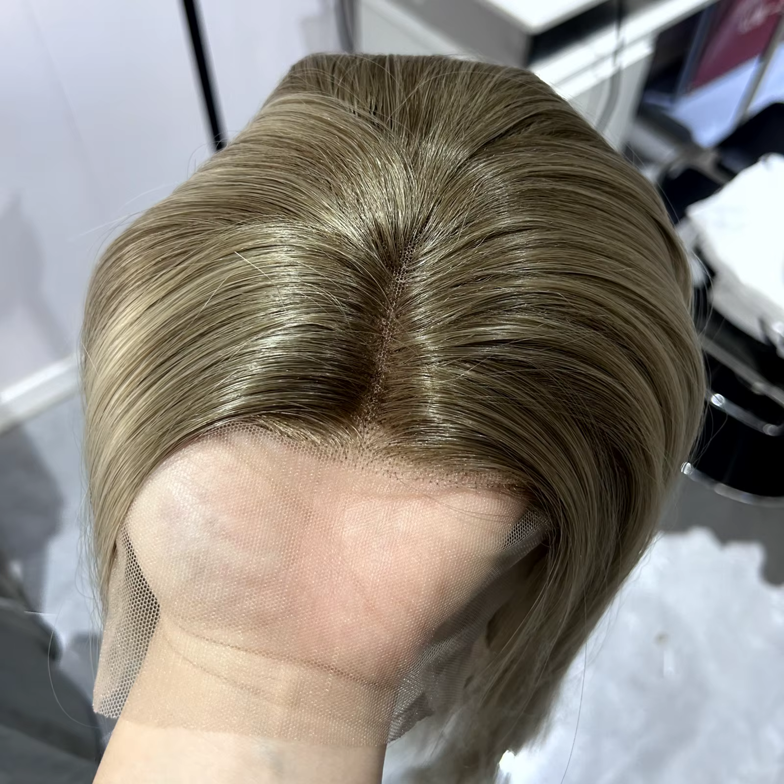 Perruque synthétique lisse longue blonde ombrée pour femmes