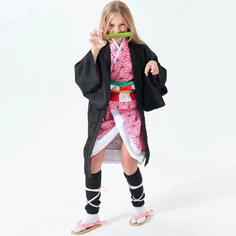 Nezuko Kamado Nezuko Cosplay Costume uniforme de perruque Nezuko avec accessoires pour adultes olympiques d'Halloween et de carnaval