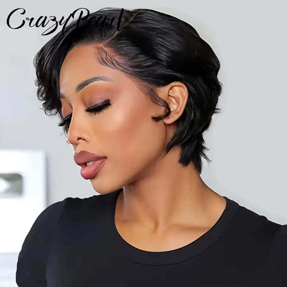 Perruque courte coupe pixie en dentelle frontale 13x4