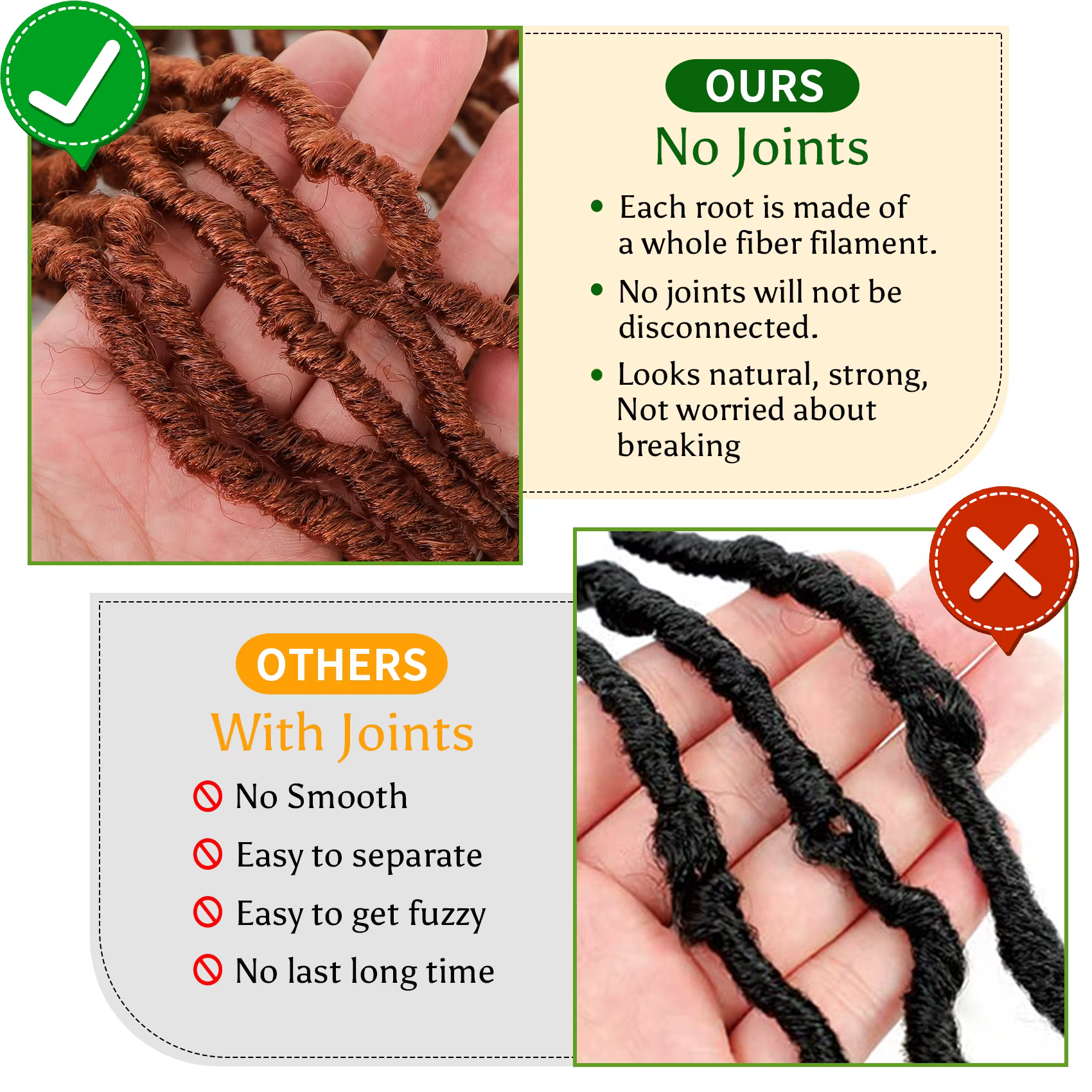 Karida 36 pouces Faux Locs Crochet Extensions de cheveux pour les femmes synthétiques doux