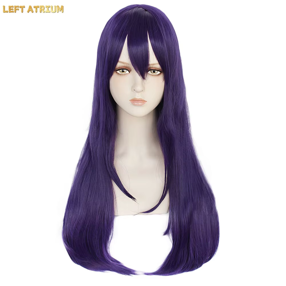 Perruque de Cosplay Yuri de Doki Doki Literature Club, perruque longue violette résistante à la chaleur, cheveux synthétiques, pour jeu de rôle, avec bonnet de perruque