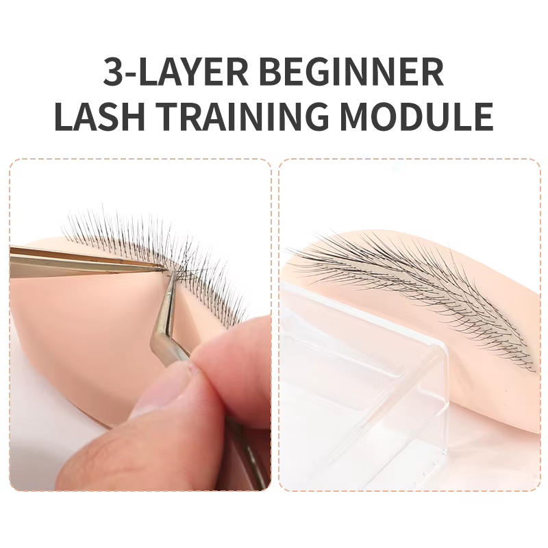 Modèle Réaliste en Silicone à 3 Couches pour l'Entraînement aux Extensions de Cils