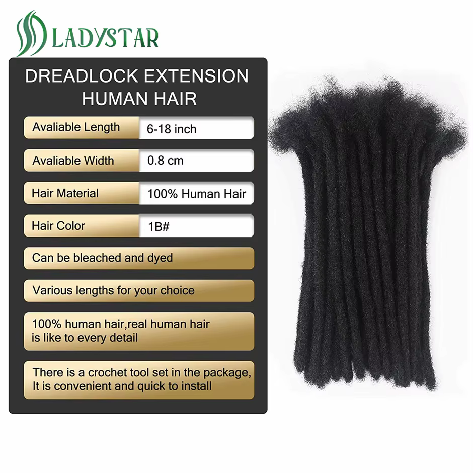 Extensions de cheveux humains Dreadlock 8 pouces