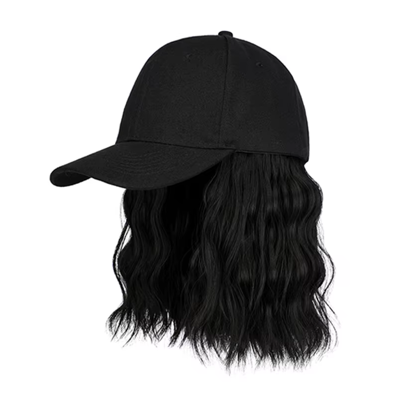 Nouvelle mode chapeau Extensions de cheveux moyen Long dames bouclés perruques chapeaux connecté couvre-tête synthétique casquette à visière perruque pour les femmes