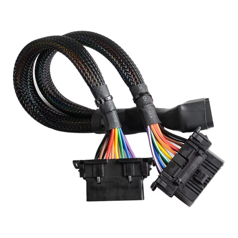 Câble d'extension coudé OBD2 mâle vers double femelle avec 16 broches, adapté pour connecter un adaptateur convertisseur 1 en 2