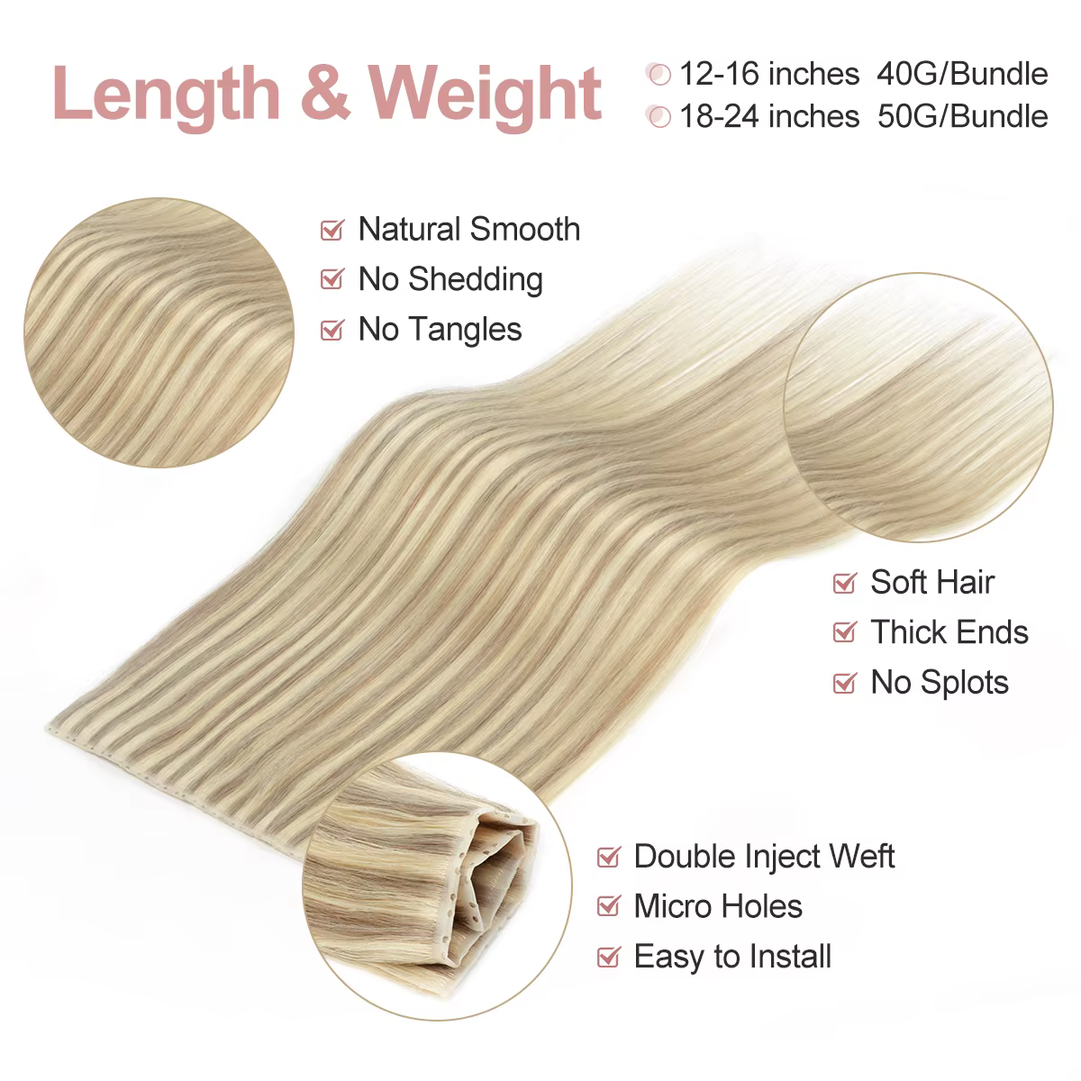 Extensions de cheveux papillon en trame